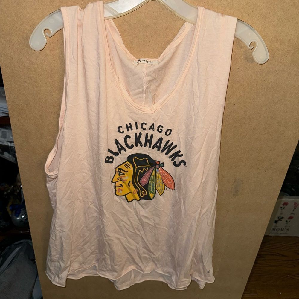 NWT Chicago Blackhawks Pink Muscle Tee